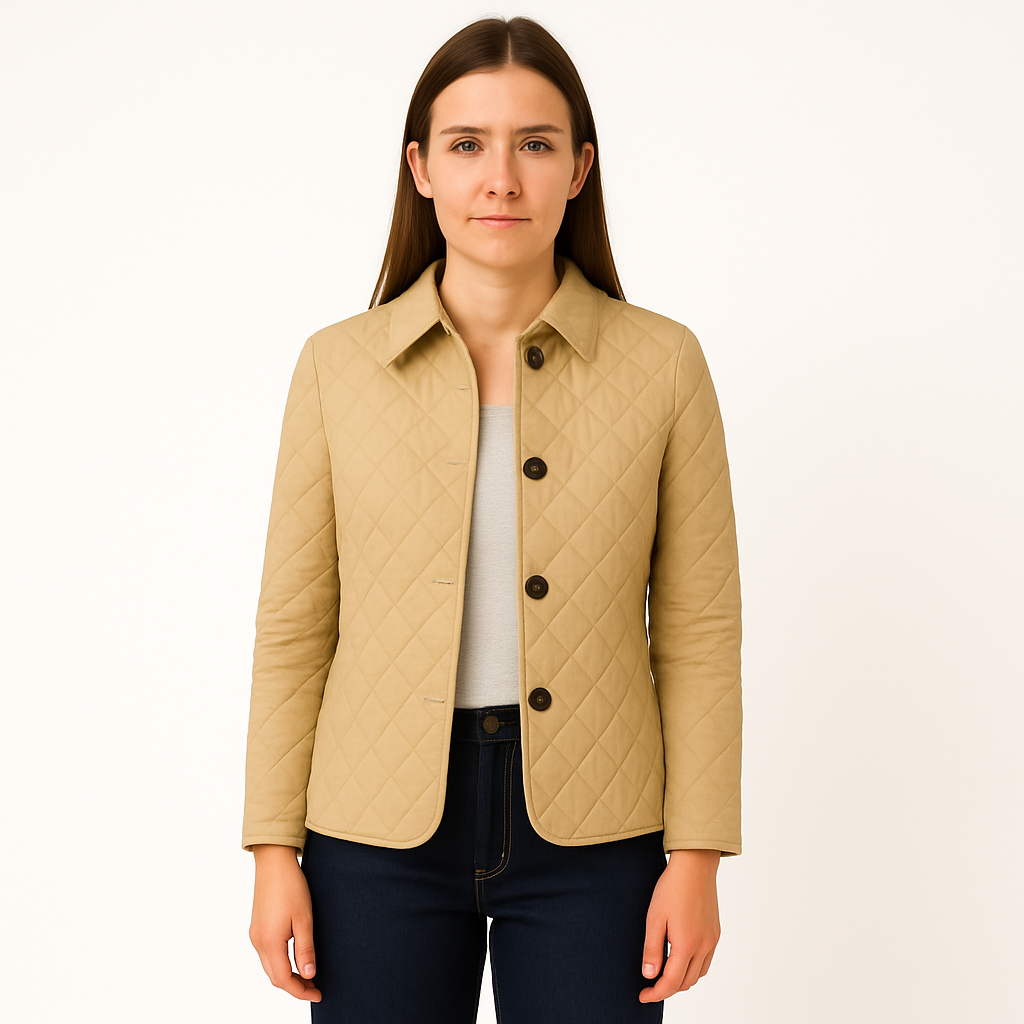 Damska pikowana kurtka w romby taliowana