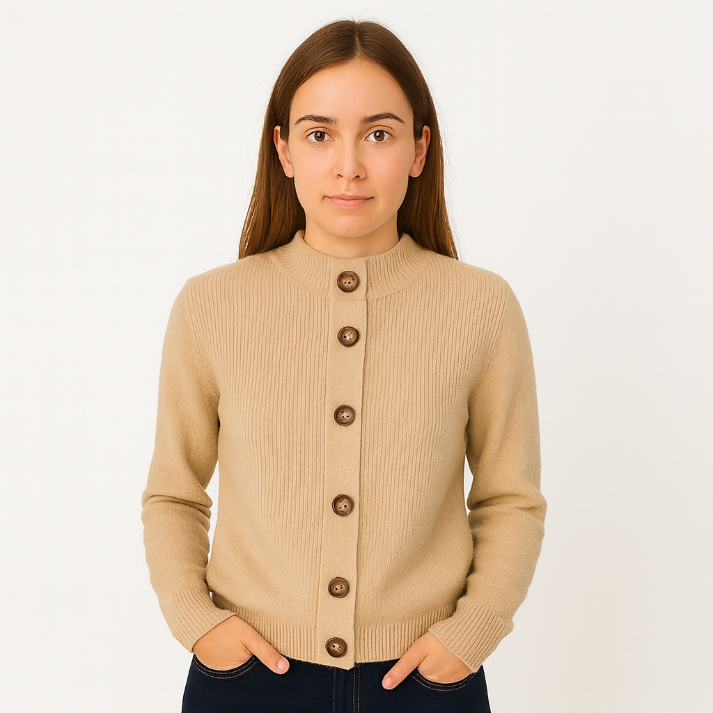 Damski kardigan rozpinany z kołnierzem