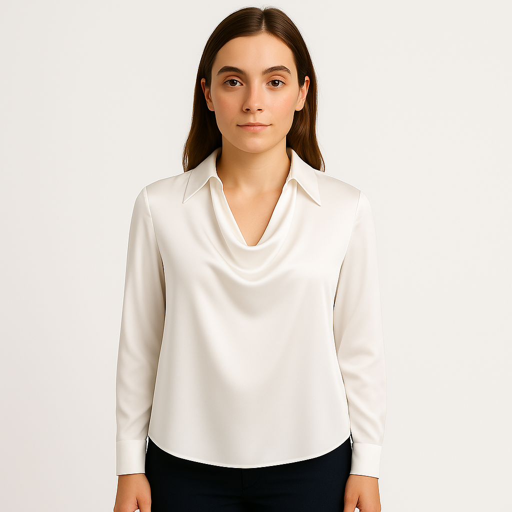 Bluzka damska z drapowaniem i długim rękawem