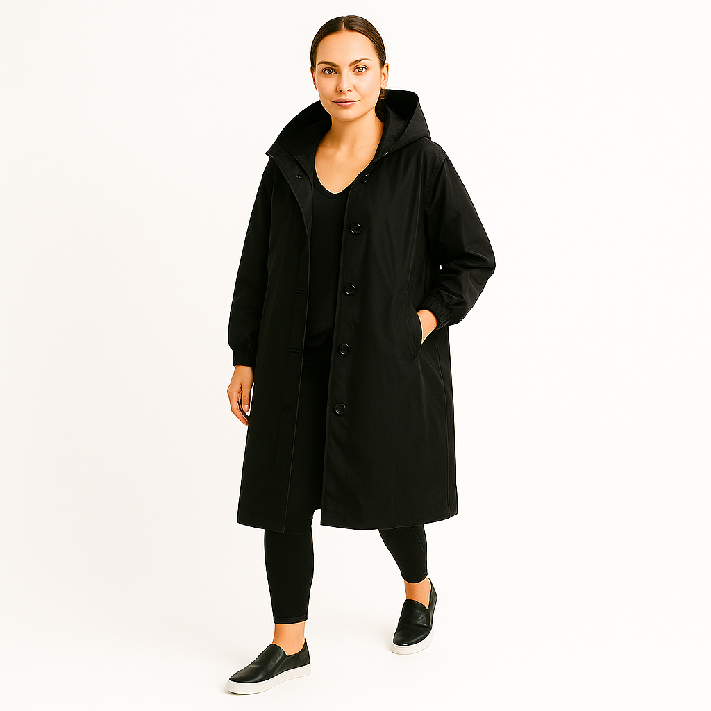 Damski elegancki płaszcz przeciwdeszczowy wodoodporny