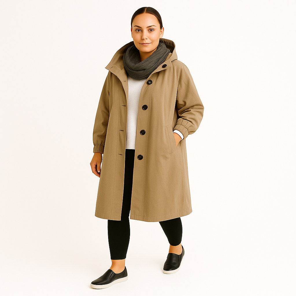 Damski elegancki płaszcz przeciwdeszczowy wodoodporny