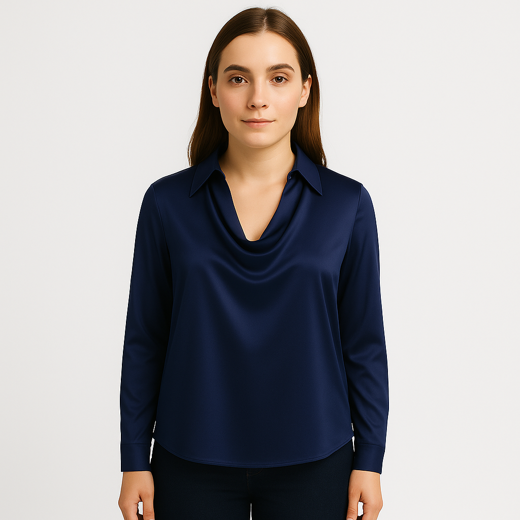 Bluzka damska z drapowaniem i długim rękawem