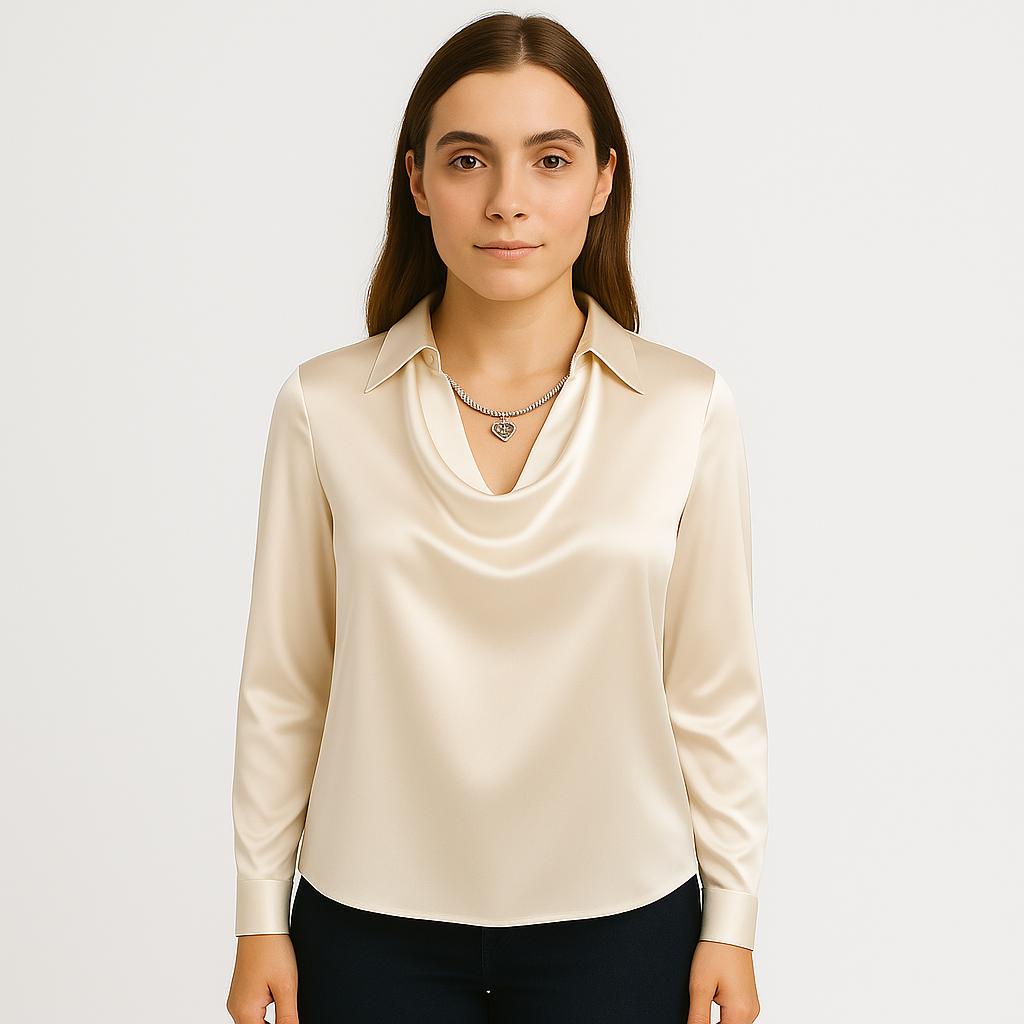 Bluzka damska z drapowaniem i długim rękawem