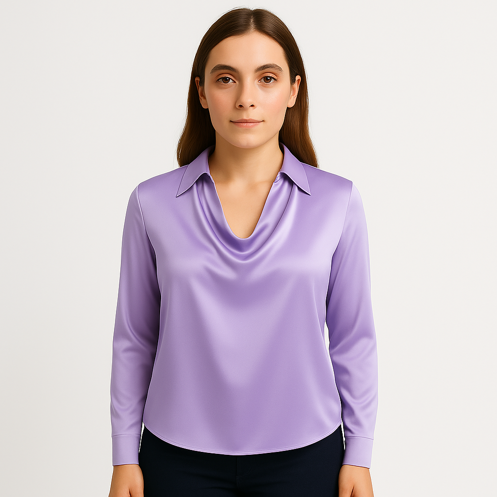 Bluzka damska z drapowaniem i długim rękawem