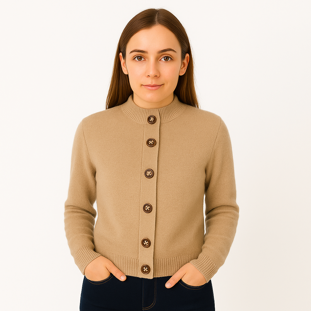 Damski kardigan rozpinany z kołnierzem