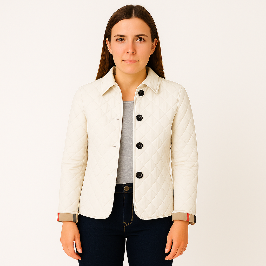 Damska pikowana kurtka w romby taliowana