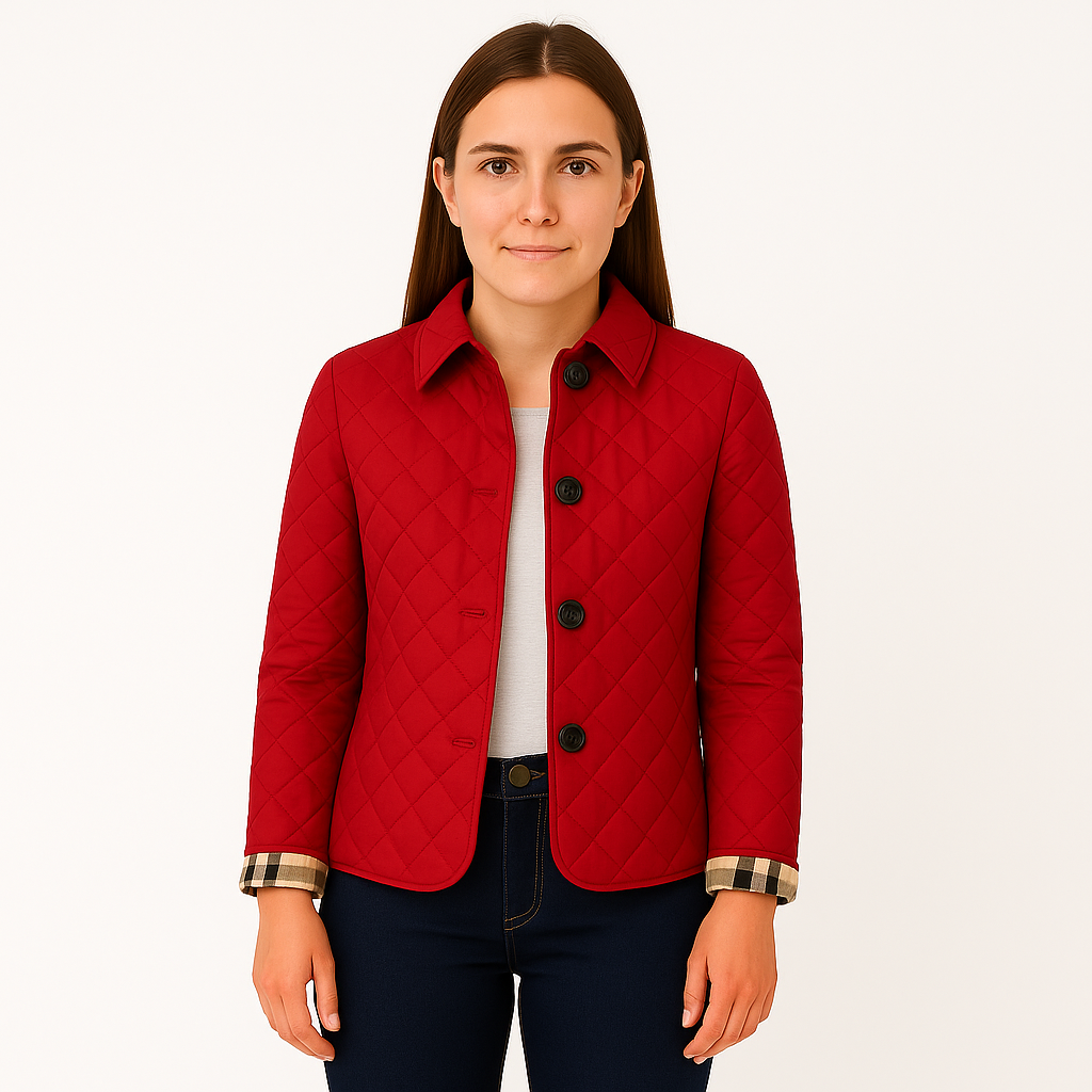 Damska pikowana kurtka w romby taliowana