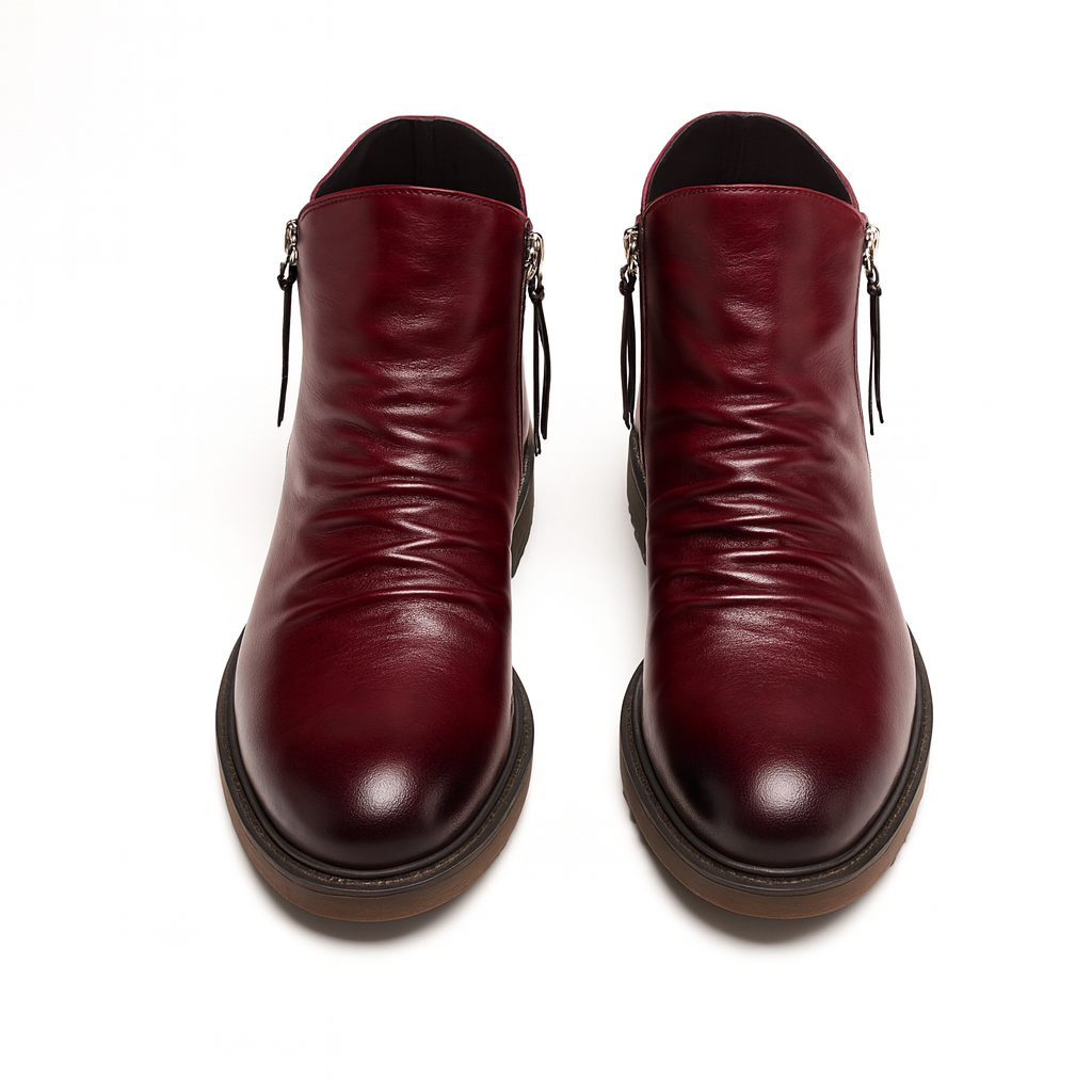 Męskie sztyblety skórzane z bocznym zamkiem