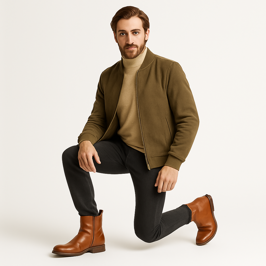 Męskie sztyblety skórzane z bocznym zamkiem