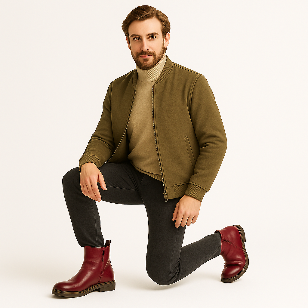 Męskie sztyblety skórzane z bocznym zamkiem