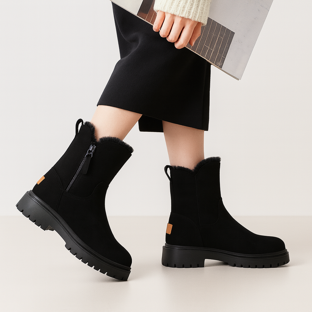 Damskie botki zimowe z ociepleniem i antypoślizgową podeszwą