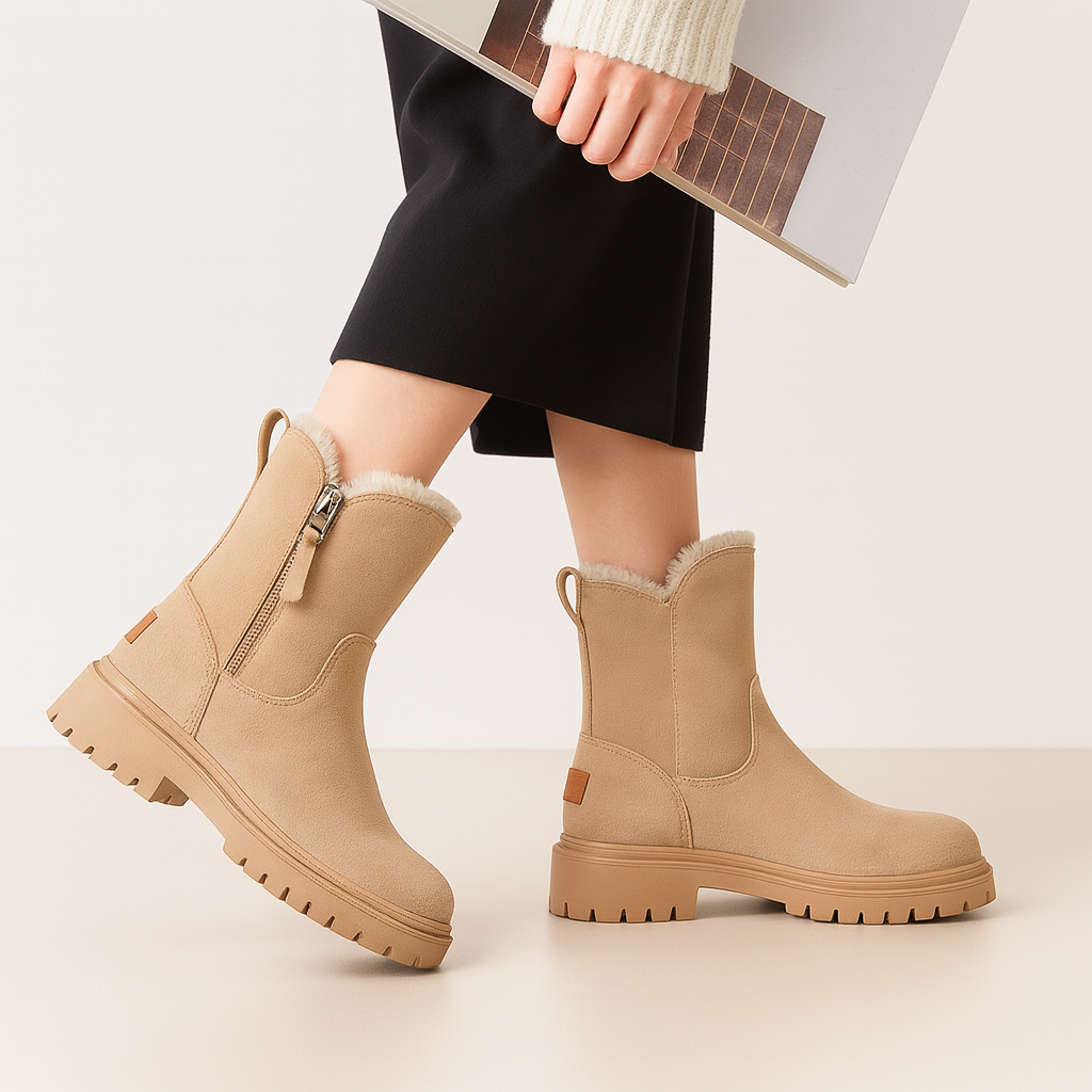 Damskie botki zimowe z ociepleniem i antypoślizgową podeszwą