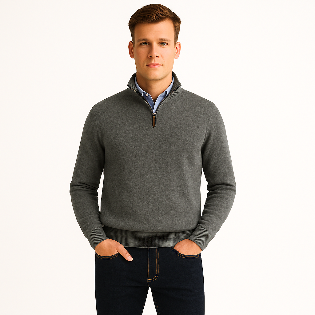 Męski sweter zapinany na zamek basic knit