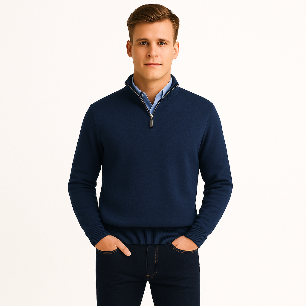 Męski sweter zapinany na zamek basic knit