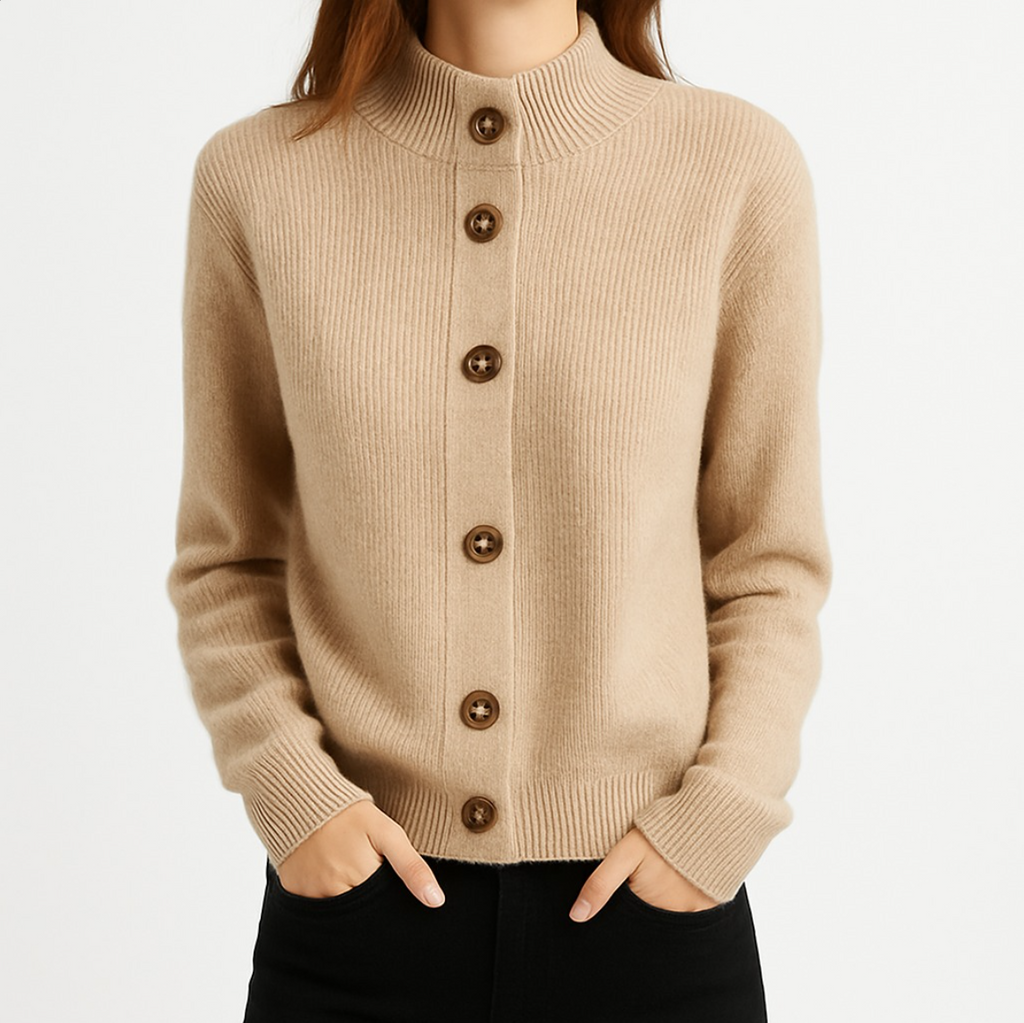 Damski kardigan rozpinany z kołnierzem