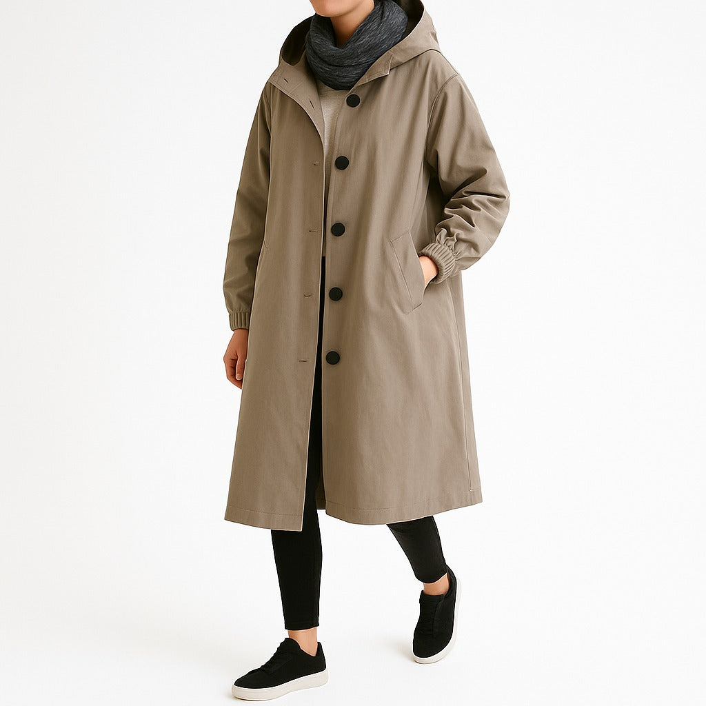 Damski elegancki płaszcz przeciwdeszczowy wodoodporny